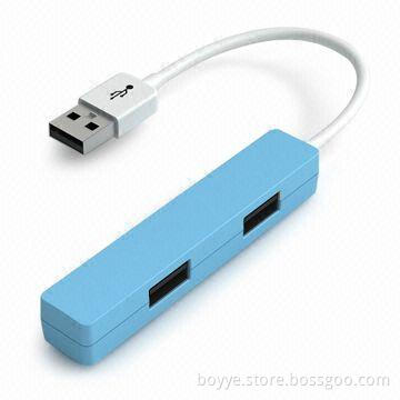 4-port USB 2.0 Hub with 500mA Power Consumption, Measuring 80 x 15 x 14mm